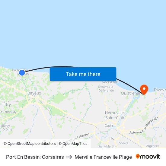 Port En Bessin: Corsaires to Merville Franceville Plage map