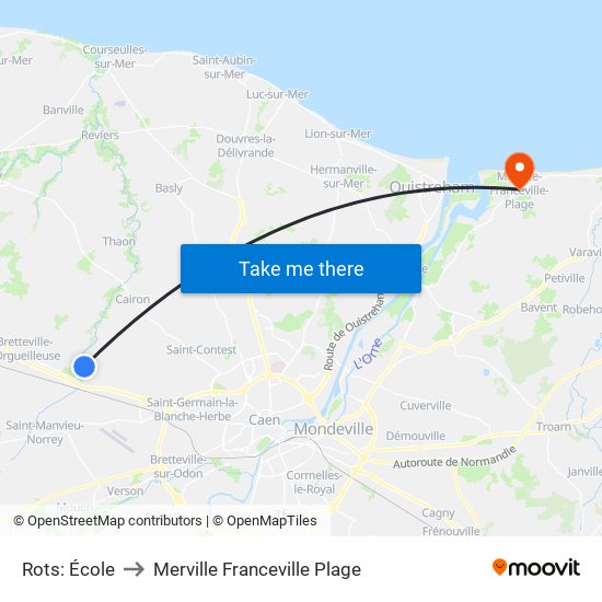 Rots: École to Merville Franceville Plage map