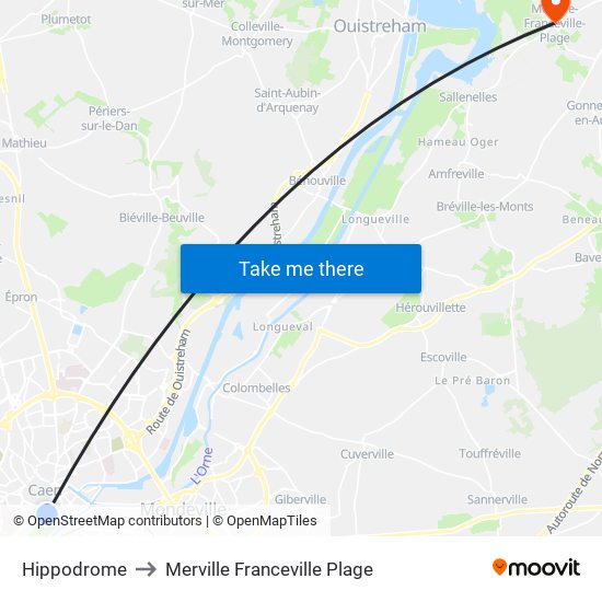 Hippodrome to Merville Franceville Plage map