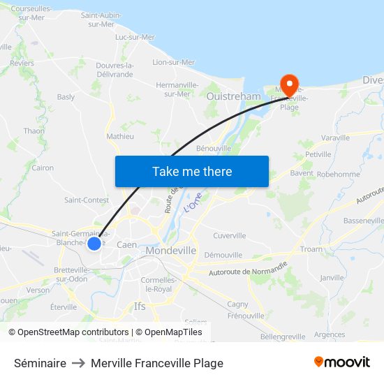 Séminaire to Merville Franceville Plage map