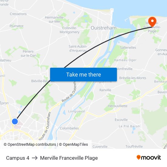 Campus 4 to Merville Franceville Plage map