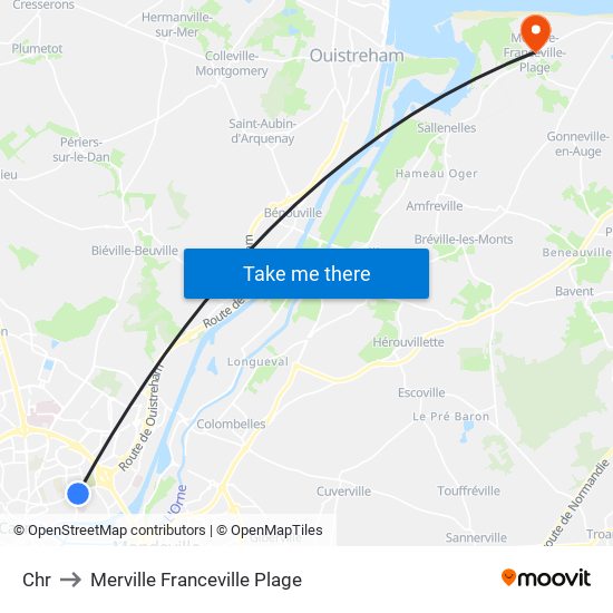 Chr to Merville Franceville Plage map