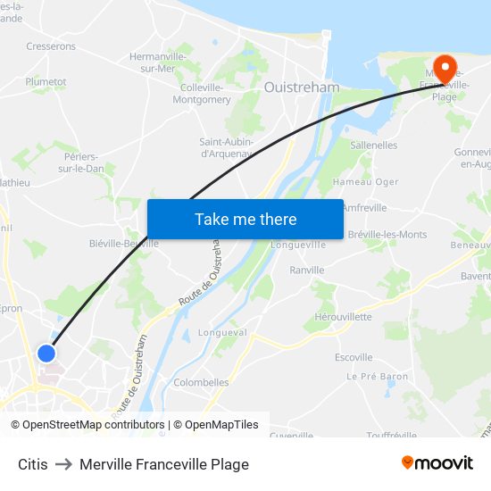 Citis to Merville Franceville Plage map