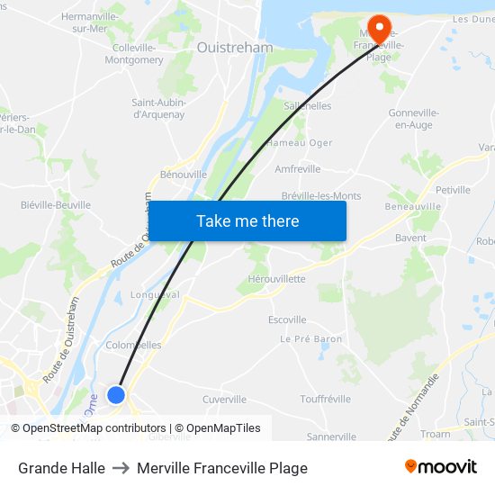 Grande Halle to Merville Franceville Plage map