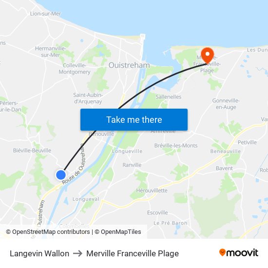 Langevin Wallon to Merville Franceville Plage map