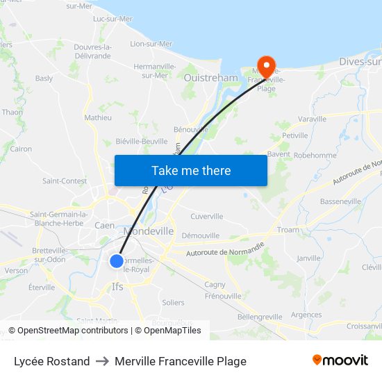 Lycée Rostand to Merville Franceville Plage map