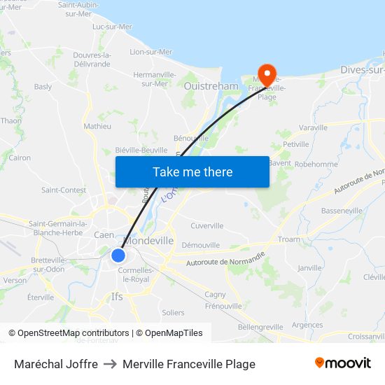 Maréchal Joffre to Merville Franceville Plage map