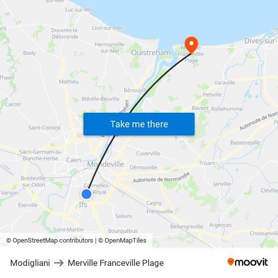 Modigliani to Merville Franceville Plage map