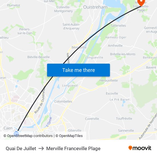 Quai De Juillet to Merville Franceville Plage map