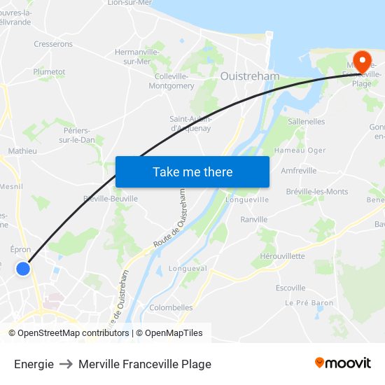Energie to Merville Franceville Plage map