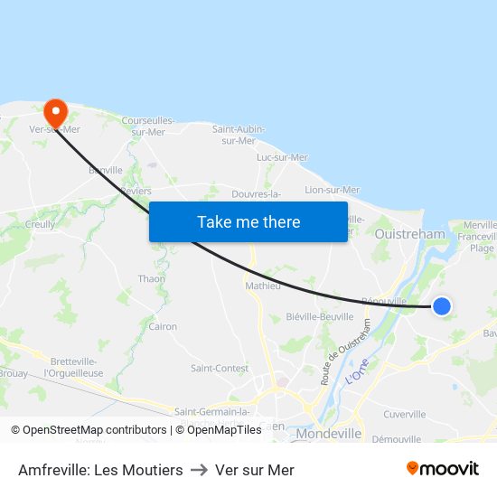 Amfreville: Les Moutiers to Ver sur Mer map