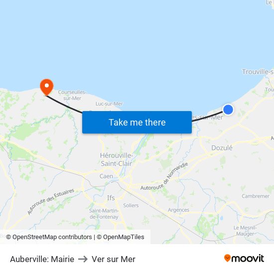 Auberville: Mairie to Ver sur Mer map