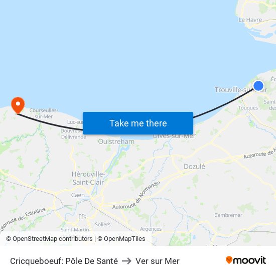 Cricqueboeuf: Pôle De Santé to Ver sur Mer map