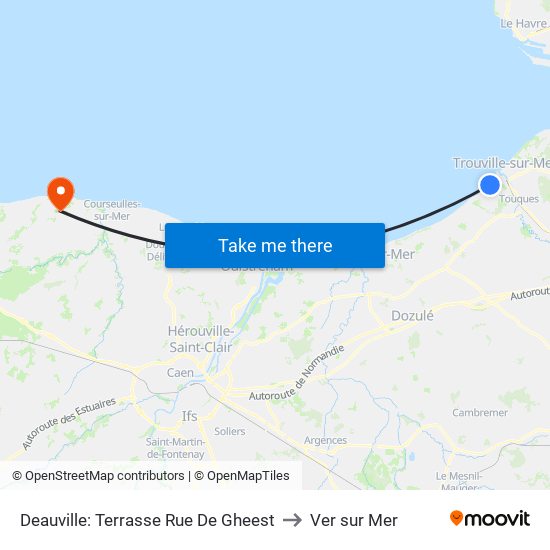 Deauville: Terrasse Rue De Gheest to Ver sur Mer map