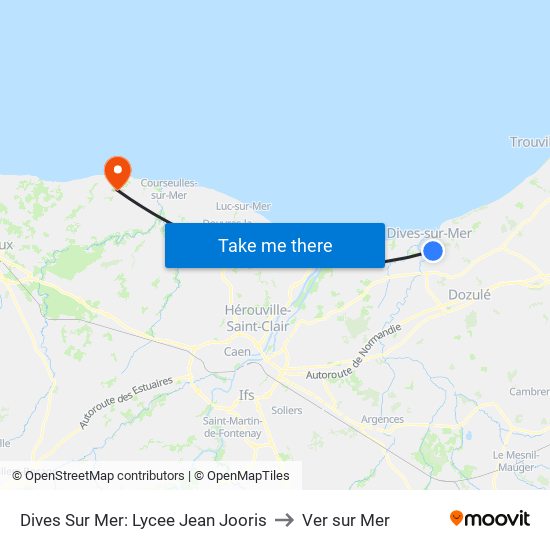 Dives Sur Mer: Lycee Jean Jooris to Ver sur Mer map