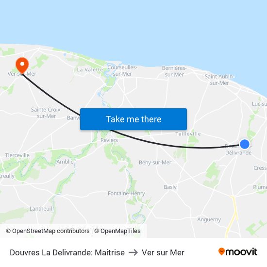 Douvres La Delivrande: Maitrise to Ver sur Mer map