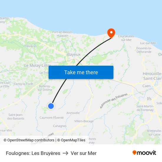 Foulognes: Les Bruyères to Ver sur Mer map