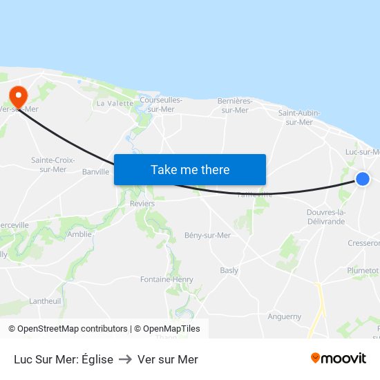 Luc Sur Mer: Église to Ver sur Mer map