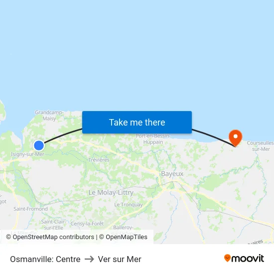 Osmanville: Centre to Ver sur Mer map