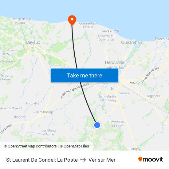 St Laurent De Condel: La Poste to Ver sur Mer map