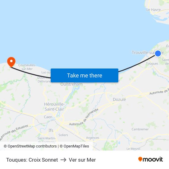 Touques: Croix Sonnet to Ver sur Mer map