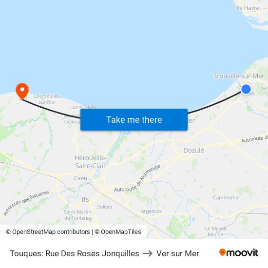 Touques: Rue Des Roses Jonquilles to Ver sur Mer map