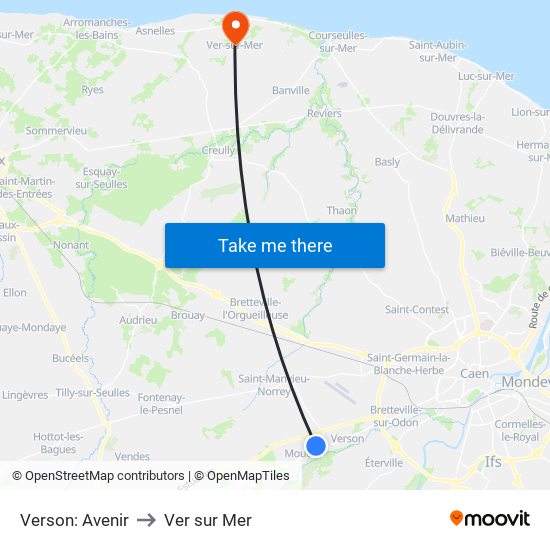 Verson: Avenir to Ver sur Mer map