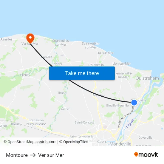 Montoure to Ver sur Mer map