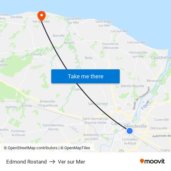 Edmond Rostand to Ver sur Mer map