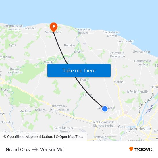 Grand Clos to Ver sur Mer map