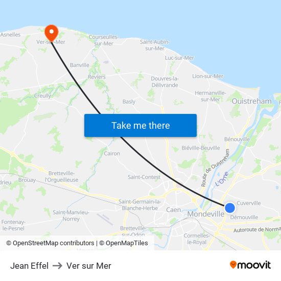 Jean Effel to Ver sur Mer map