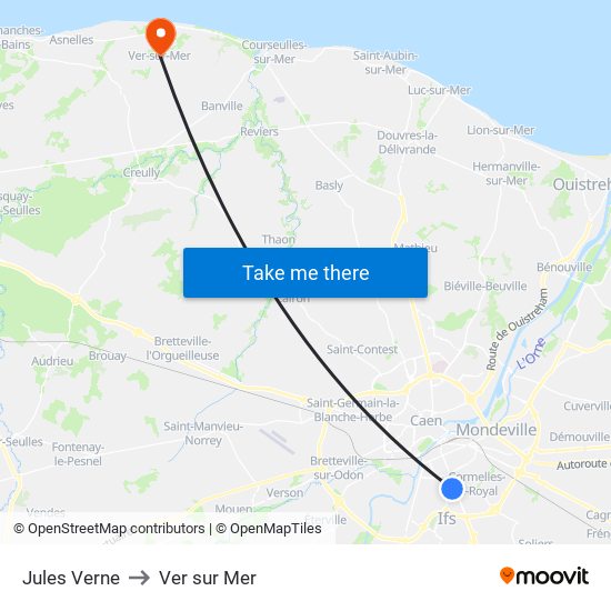 Jules Verne to Ver sur Mer map