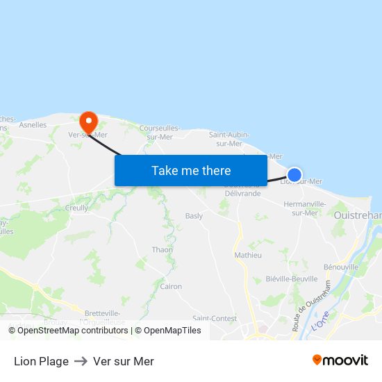 Lion Plage to Ver sur Mer map