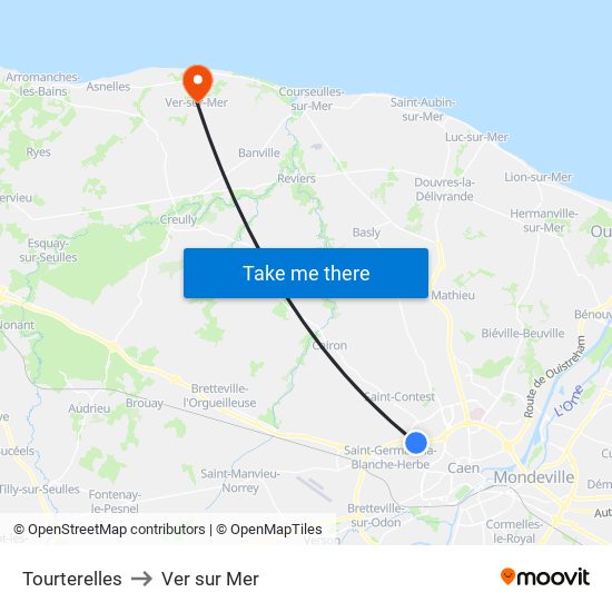Tourterelles to Ver sur Mer map