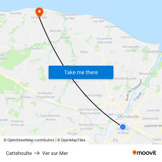 Cattehoulte to Ver sur Mer map