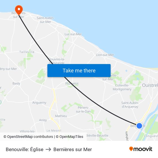 Benouville: Église to Bernières sur Mer map