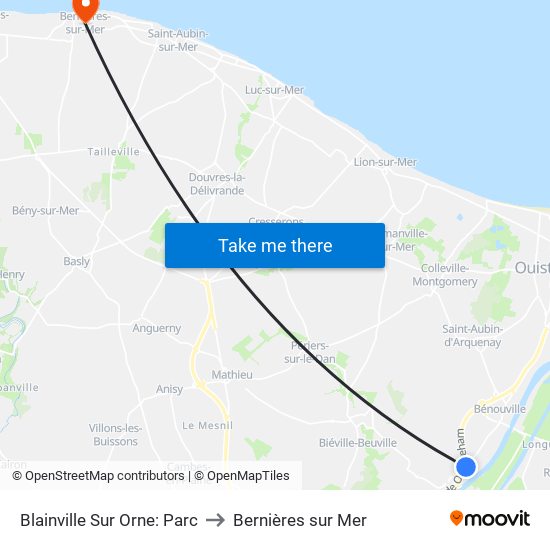 Blainville Sur Orne: Parc to Bernières sur Mer map