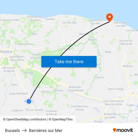 Buceels to Bernières sur Mer map