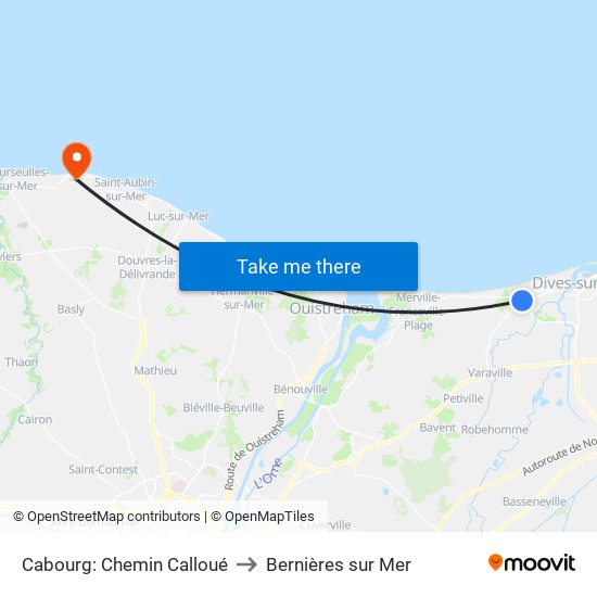 Cabourg: Chemin Calloué to Bernières sur Mer map