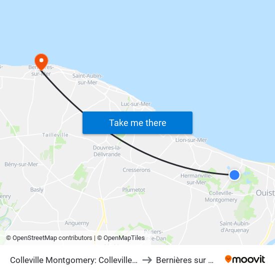 Colleville Montgomery: Collevillette to Bernières sur Mer map