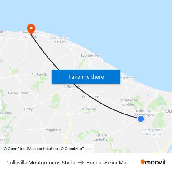Colleville Montgomery: Stade to Bernières sur Mer map
