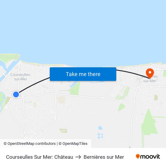 Courseulles Sur Mer: Château to Bernières sur Mer map