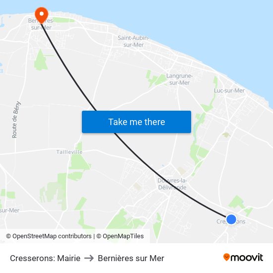 Cresserons: Mairie to Bernières sur Mer map