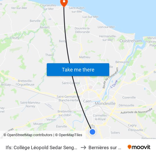 Ifs: Collège Léopold Sedar Senghor to Bernières sur Mer map