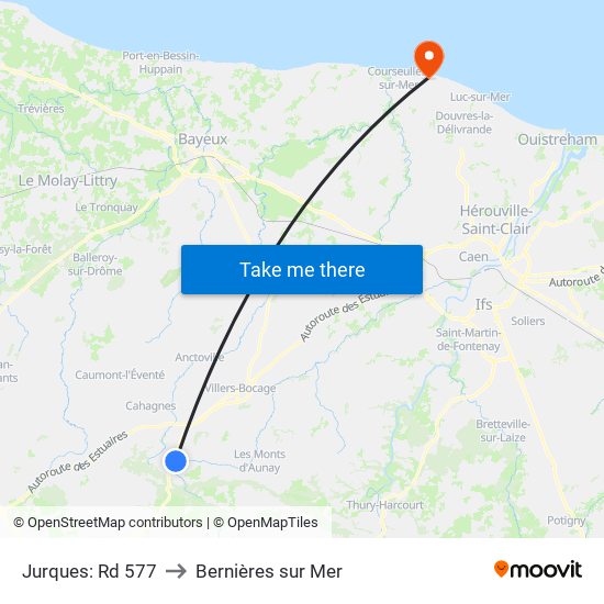 Jurques: Rd 577 to Bernières sur Mer map