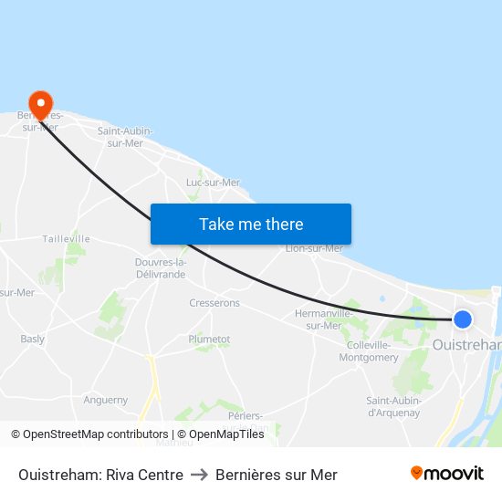 Ouistreham: Riva Centre to Bernières sur Mer map
