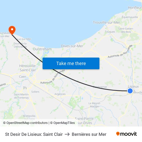 St Desir De Lisieux: Saint Clair to Bernières sur Mer map