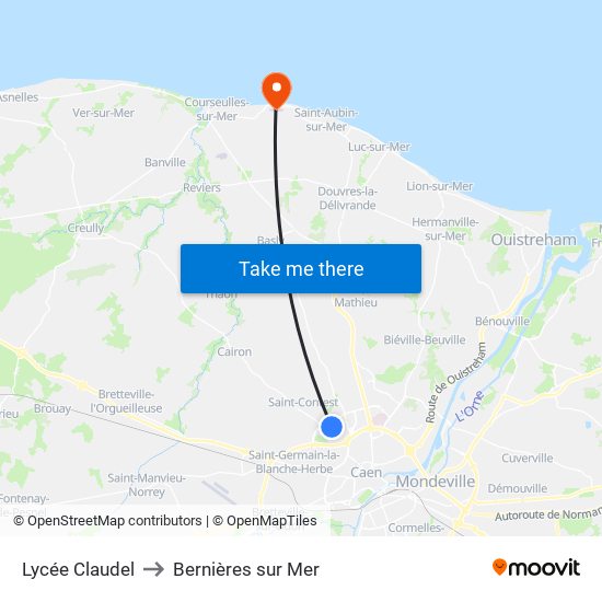 Lycée Claudel to Bernières sur Mer map