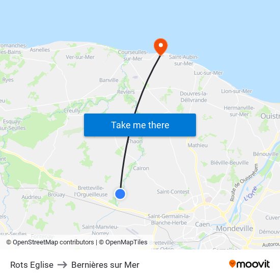 Rots Eglise to Bernières sur Mer map