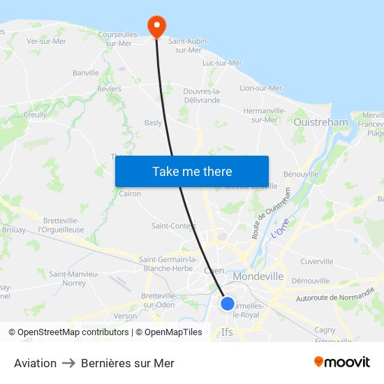 Aviation to Bernières sur Mer map
